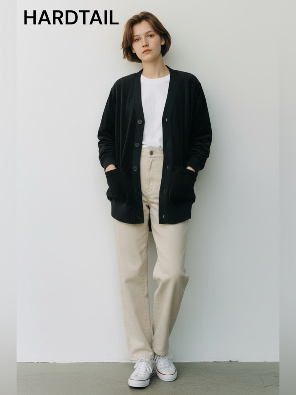 HARD TAIL HARDTAIL black velour cardigan top cotton small